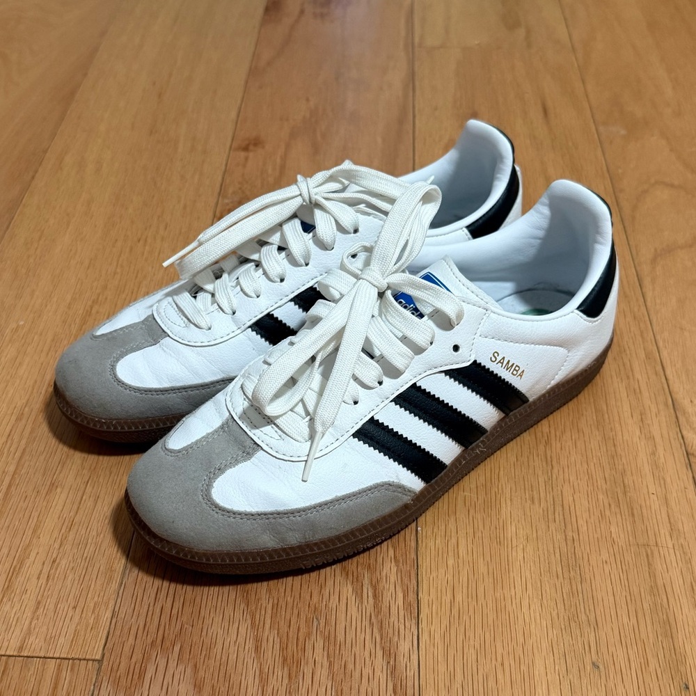 Vegan white adidas sambas